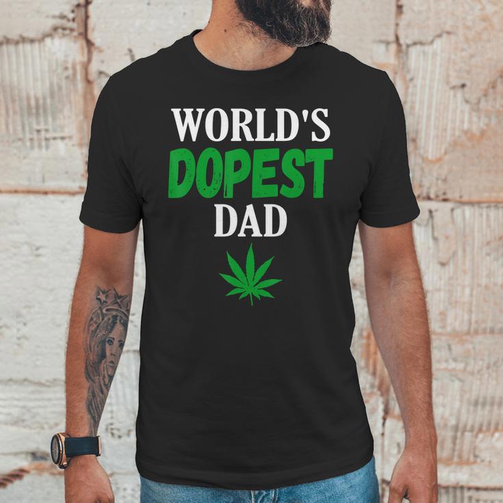 Worlds Dopest Dad Weed Marijuana Cannabis Funny Leaf T-Shirt Men T-Shirt