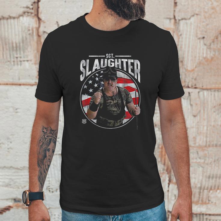 Wwe Sgt Slaughter With Flag Men T-Shirt