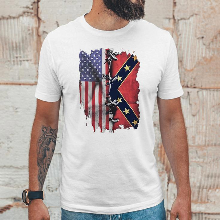 America Flag Confederate Battle Flag Shirt Men T-Shirt