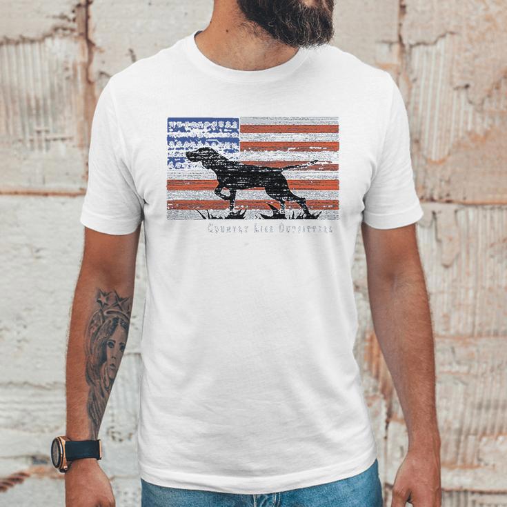 Country Life Outfitters Pointer Dog Americaan Flag Men T-Shirt