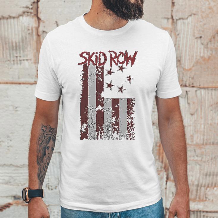 Skid Row Distressed Print Flag Men T-Shirt