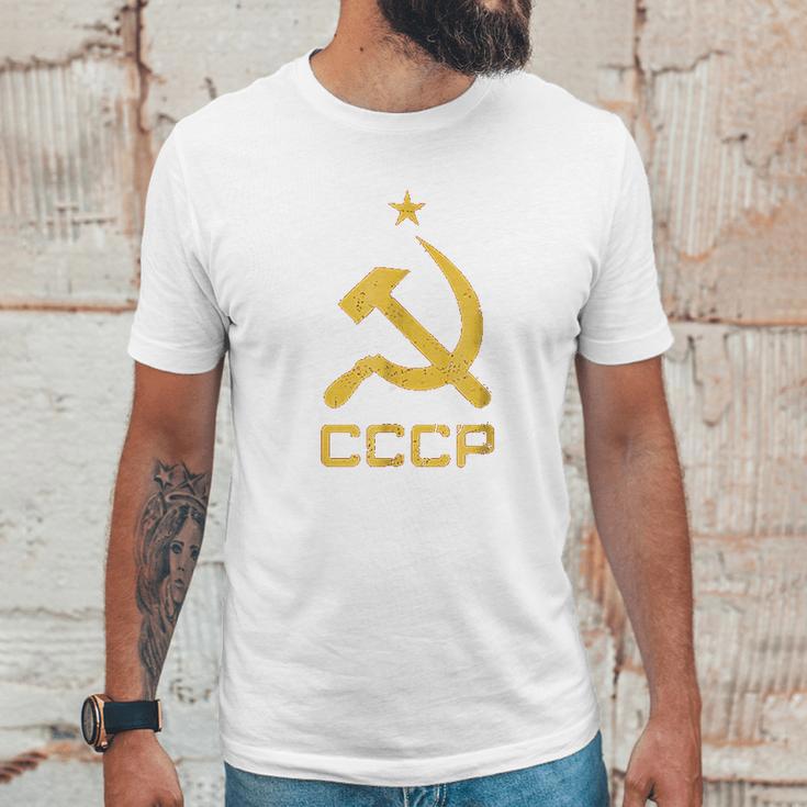 Vintage Cccp Flag Soviet Russian Union Communist Party Men T-Shirt