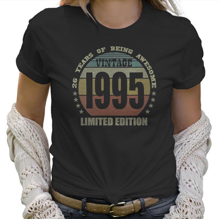 Womens 26 Years Old Gifts Vintage 1995 Limited Edition 26Th Birthday V-Neck Women T-Shirt