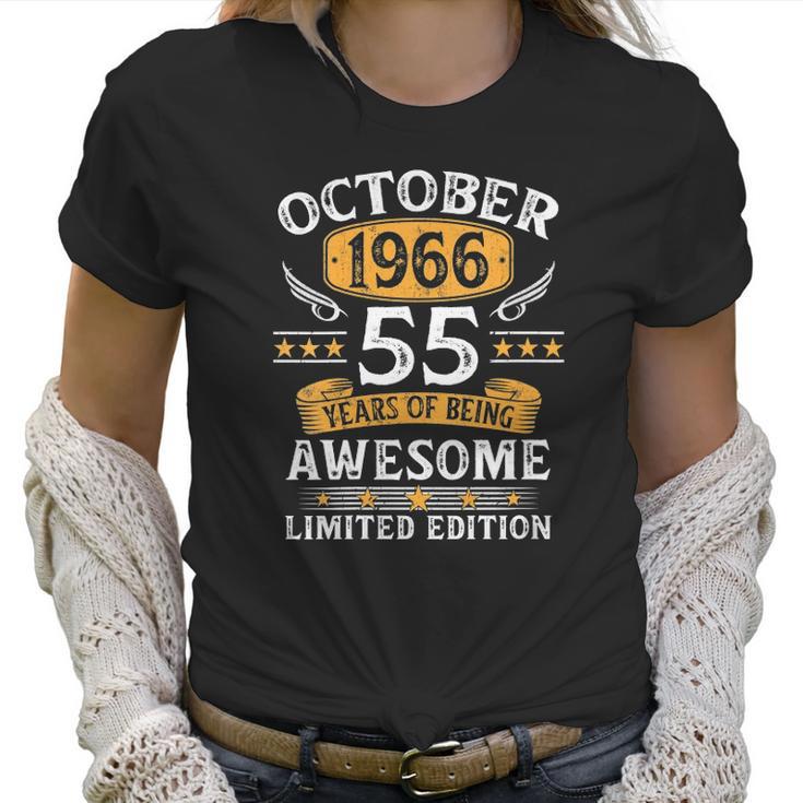 Womens 55 Years Old Birthday Vintage October 1966 Limited Edition V-Neck Women T-Shirt