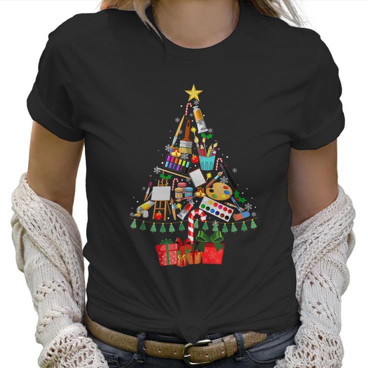 Art Xmas Tree Decor Art Teacher Ugly Artist Christmas Women T-Shirt