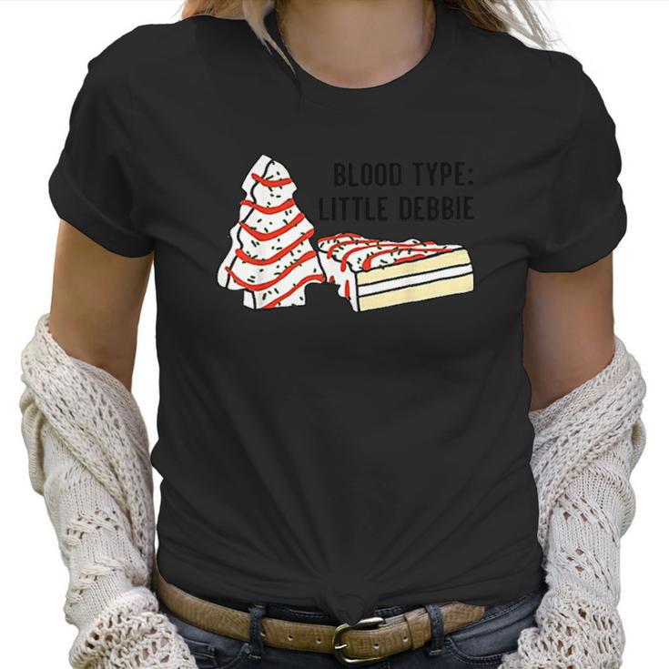 Blood Type Little Debbie Inspired Christmas Tree Snack Cake Women T-Shirt