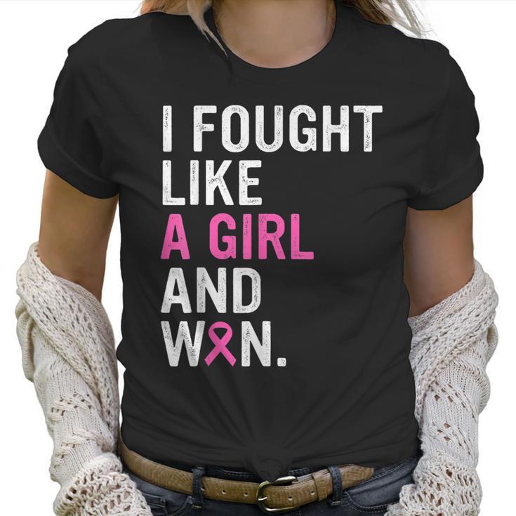 Breast Cancer Awareness I Fought Like A Girl And Won Women V3 Men Women T-Shirt Graphic Print Casual Unisex Tee Women T-Shirt