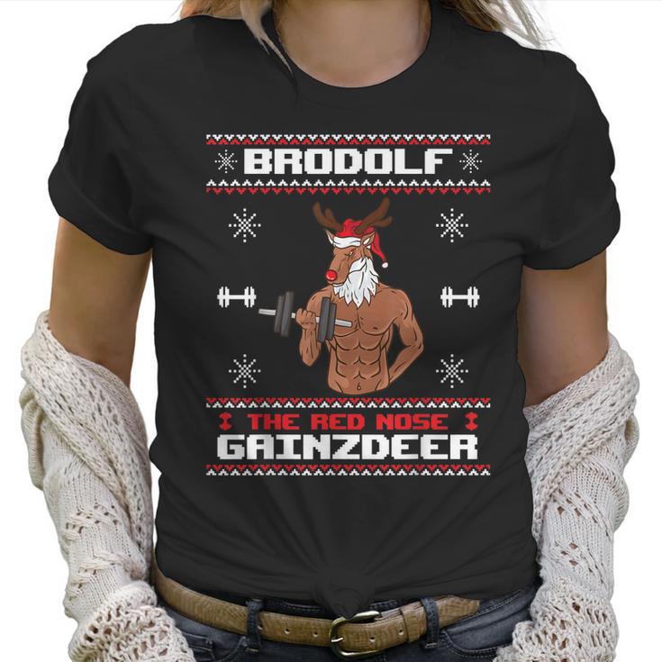 Brodolf The Red Nose Gainzdeer Gym Ugly Christmas Sweater  Men Women T-Shirt Graphic Print Casual Unisex Tee Women T-Shirt