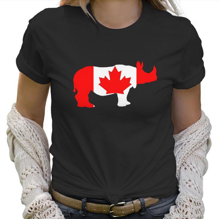 Canada Flag - Rhinoceros - Womens T-Shirt By American Apparel Women T-Shirt