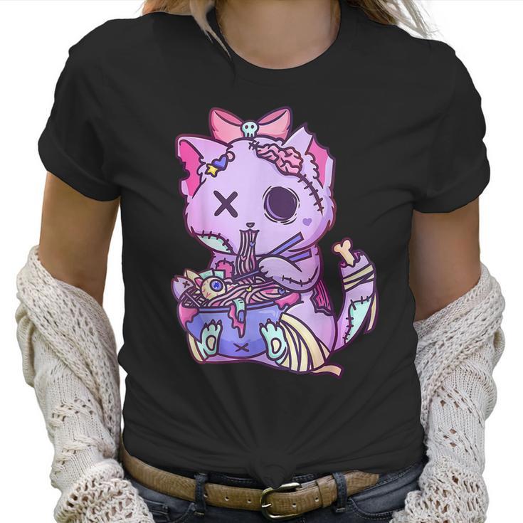 Cat Ramen Bowl Pastel Goth Nu Goth Anime Otaku Japanese V2 Men Women T-Shirt Graphic Print Casual Unisex Tee Women T-Shirt