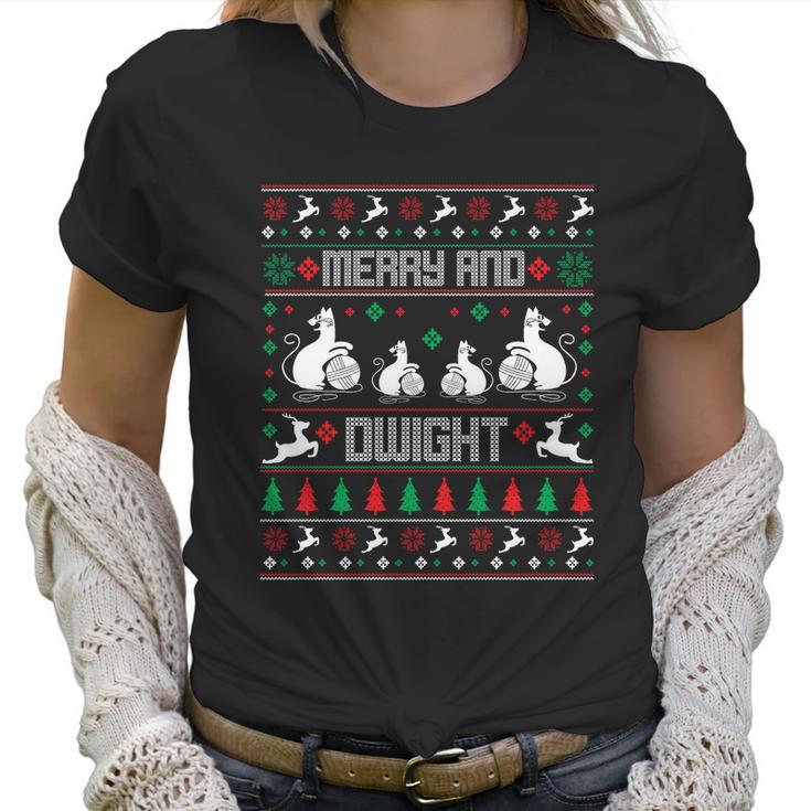 Christmas Merry And Dwight Ugly Christmas Sweater Women T-Shirt