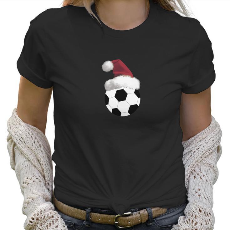 Christmas Soccer Ball Santa Claus Hat T-Shirt_Extract Women T-Shirt