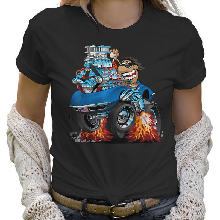 Classic Funny Sixties Sports Car Racing Hot Rod Cartoon Women T-Shirt