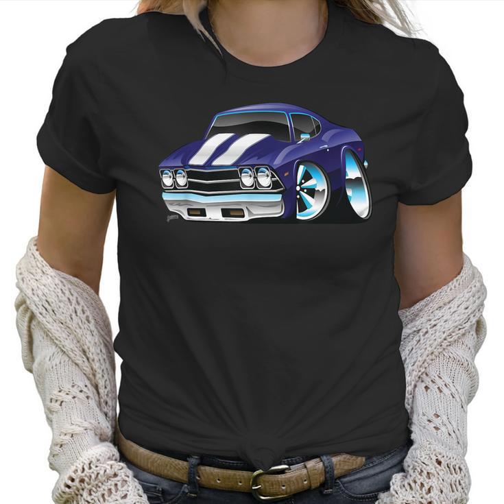 Classic Sixties Muscle Car Funny Hot Rod Cartoon  V2 Women T-Shirt