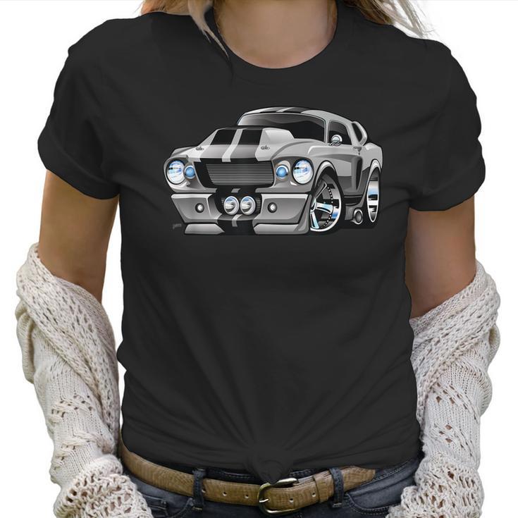 Classic Sixties Muscle Car Hot Rod Cartoon Illustration Women T-Shirt