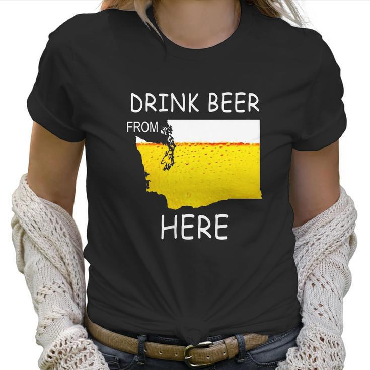 Drink Beer From Washington State Flag Vintage Funny Tshirt Women T-Shirt