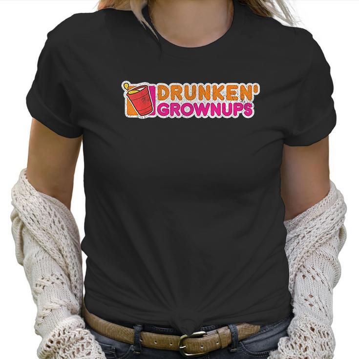 Drunken Grownups Drunkin Party Funny Drinking Vintage Joke Women T-Shirt