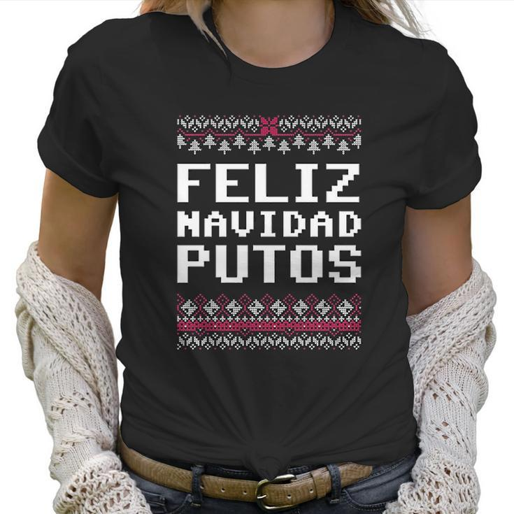 Feliz Navidad Mexican Ugly Christmas Funny Women T-Shirt