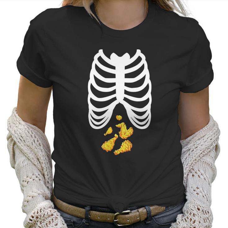 Fried Chicken Lovers Halloween Skeleton Rib Cage Xray Women T-Shirt