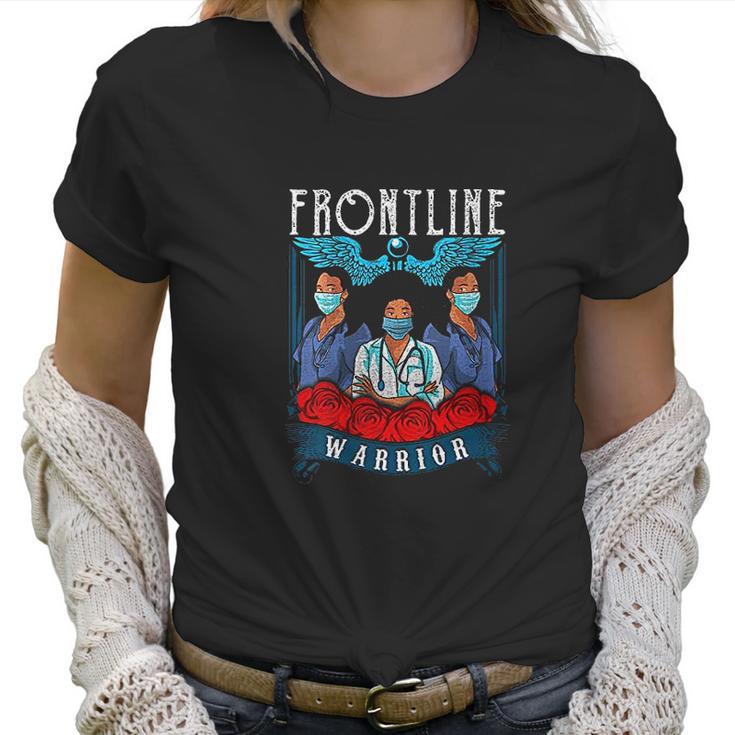 Frontline Warrior Proud Hero Black Nurse Superhero Gift Women T-Shirt