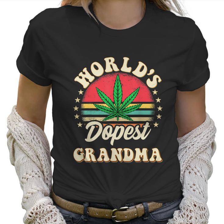 Funny 420 Weed Pot Vintage Matching Worlds Dopest Grandma Women T-Shirt