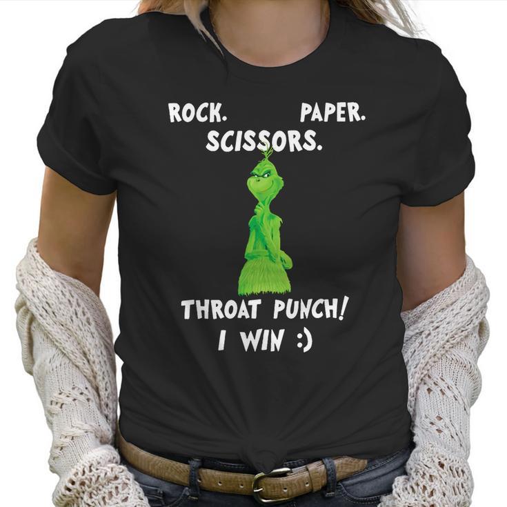 Grinch Funny Win Christmas Rock Paper Scissors Women T-Shirt