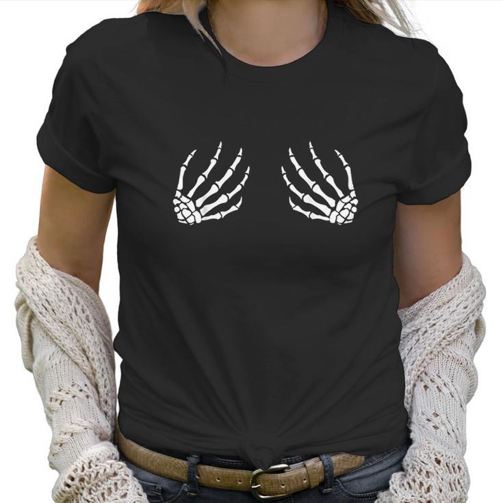 Halloween Bobs For Women Funny Skeleton Hand Bra Women T-Shirt