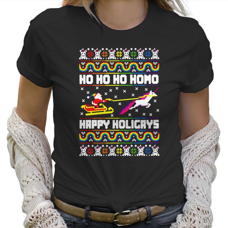 Ho Ho Ho Homo Happy Holigays Ugly Christmas Women T-Shirt