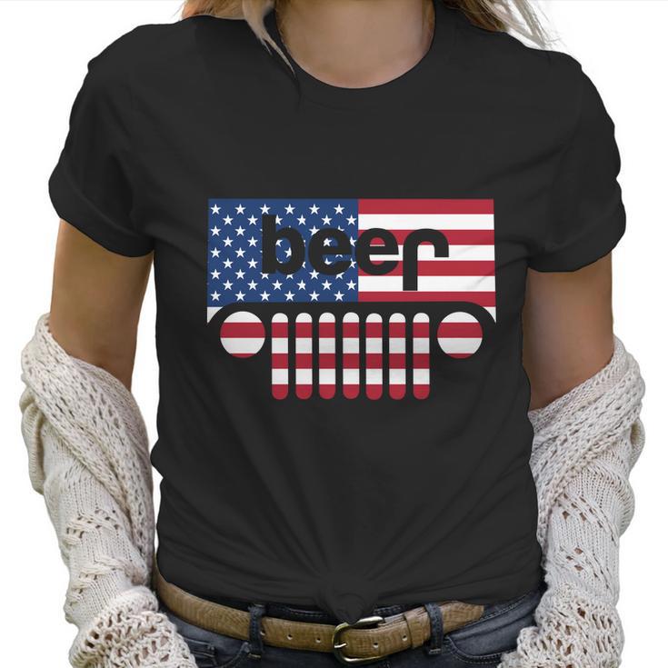 Jeep Beer American Flag Jeep And Beer Shirt Women T-Shirt