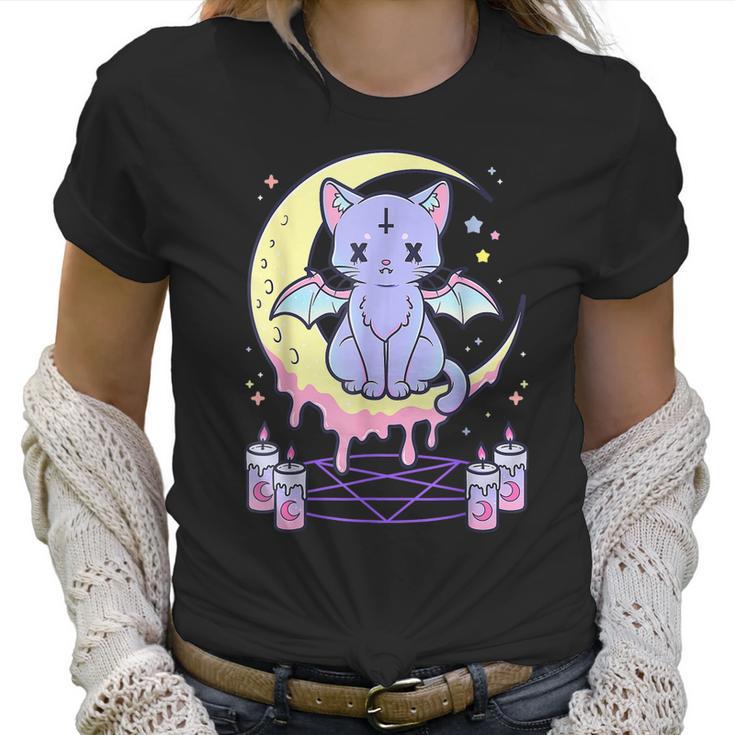 Kawaii Pastel Goth Cute Creepy Black Cat  Men Women T-Shirt Graphic Print Casual Unisex Tee Women T-Shirt