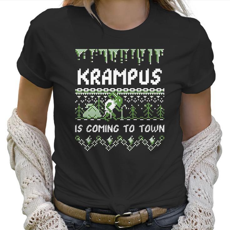 Krampus Is Coming To Town Funny Krampus Christmas Women T-Shirt