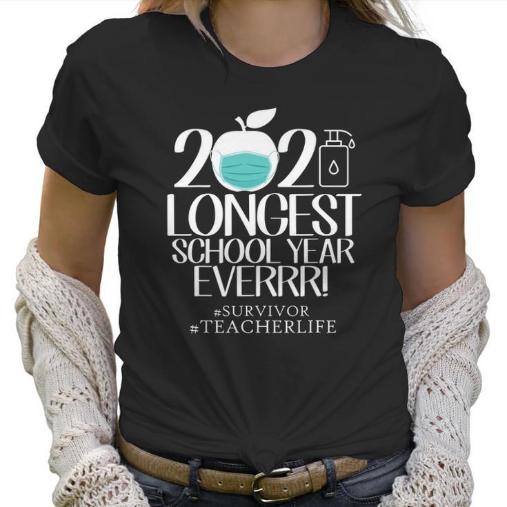 The Longest School Year Ever Apple Wearing Face Mask Teacher 2021 Ver2 Women T-Shirt