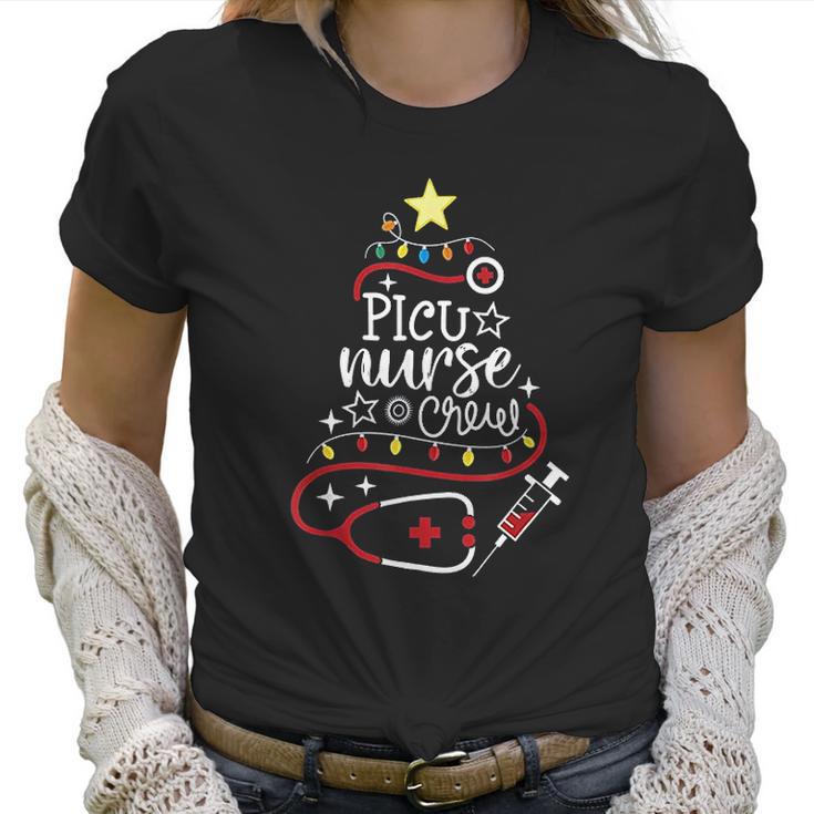 Merry Christmas Icu Pediatric Nursing Gift Picu Nurse Crew Women T-Shirt