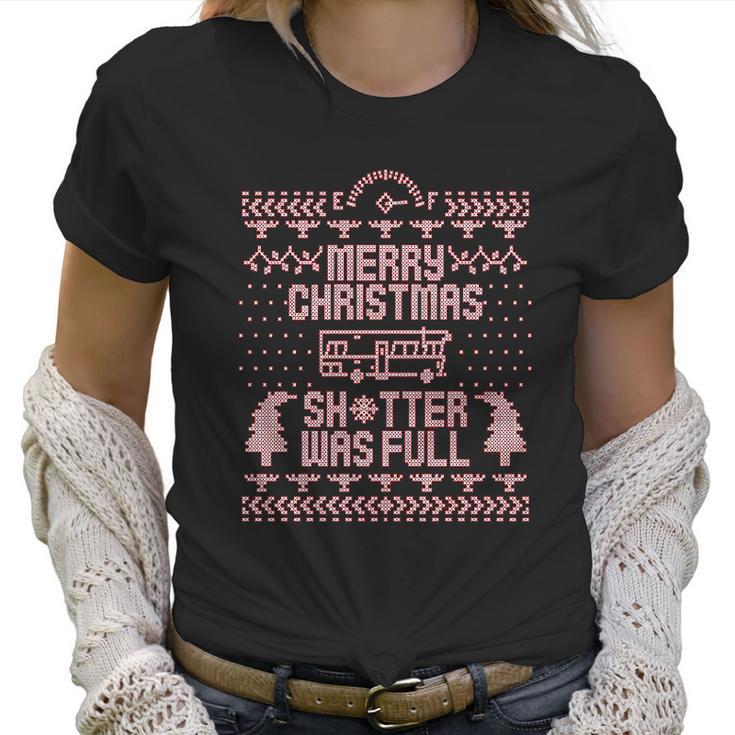 Merry Christmas Shitter Was Full Shitter  Funny Retro Classic Xmas Women T-Shirt