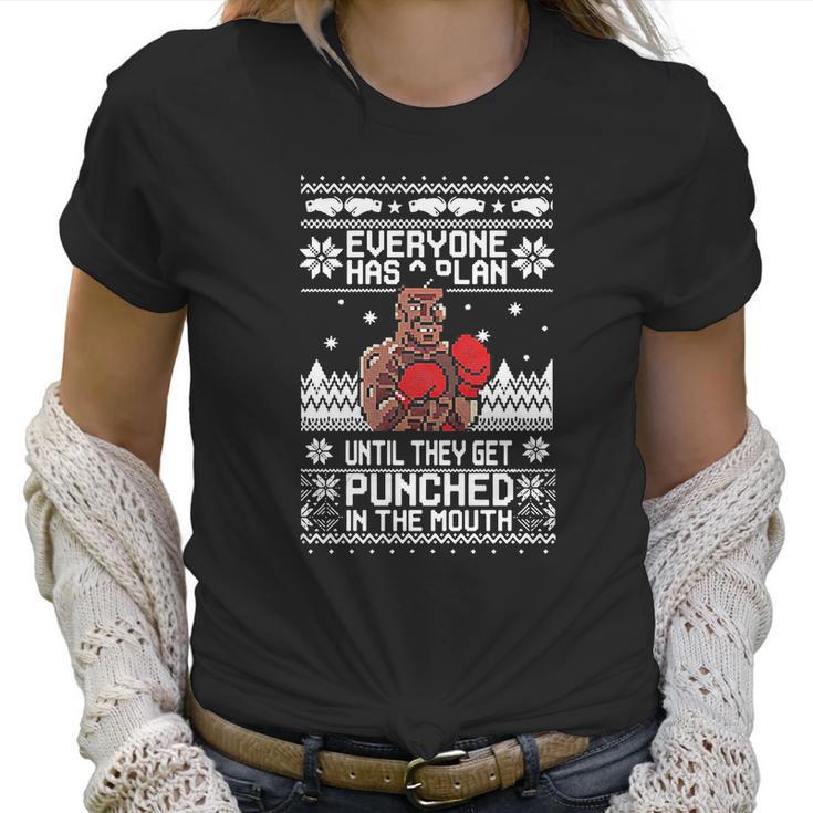 Mike Tyson Punch Everyone Has A Plan Until Ugly Christmas Women T-Shirt