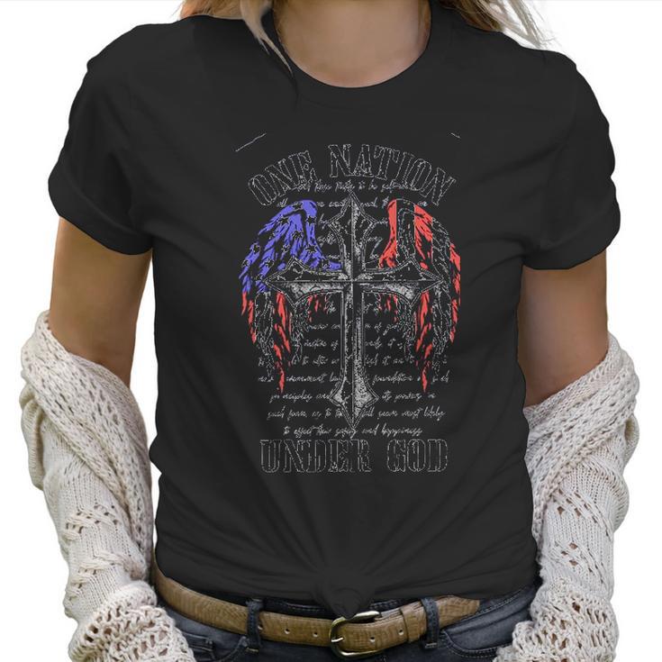 One Nation Under God Christian Cross Flag New Trend Women T-Shirt