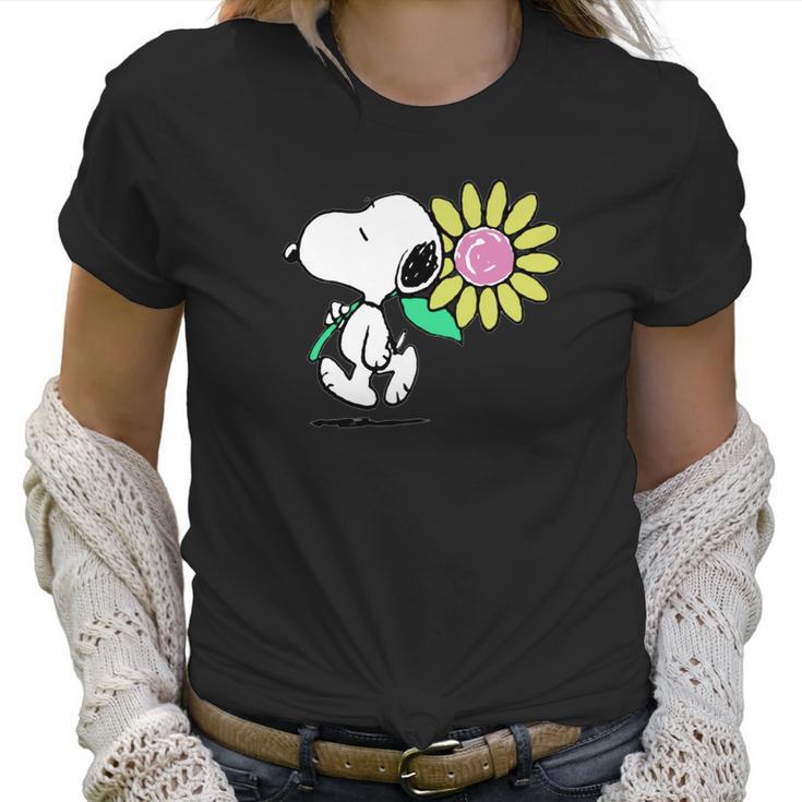 Peanuts Snoopy Pink Daisy Flower Shirt Women T-Shirt