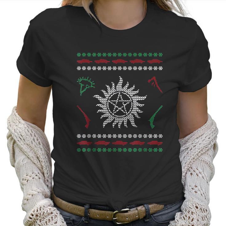 Pentagram Ugly Christmas I Sam Dean Ugly Sweater Women T-Shirt