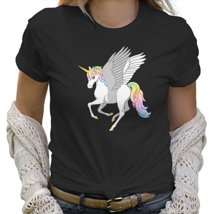 Pretty Flying Horse Rainbow Unicorn Pegasus Women T-Shirt