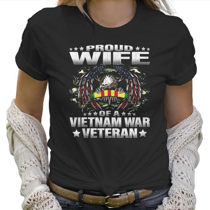 Womens Proud Wife Of A Vietnam War Veteran Military Vets Spouse Women T-Shirt