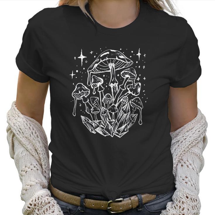 Psychedelic Mushrooms Crystals Gothic Witchy Punk Women T-Shirt