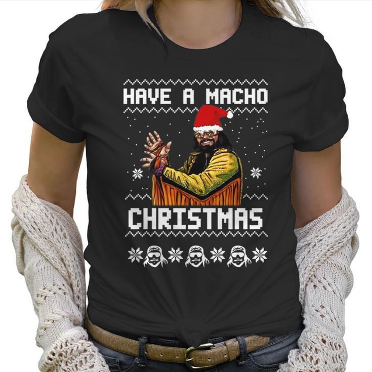 Randy Macho Man Savage Have A Macho Christmas Ugly Women T-Shirt