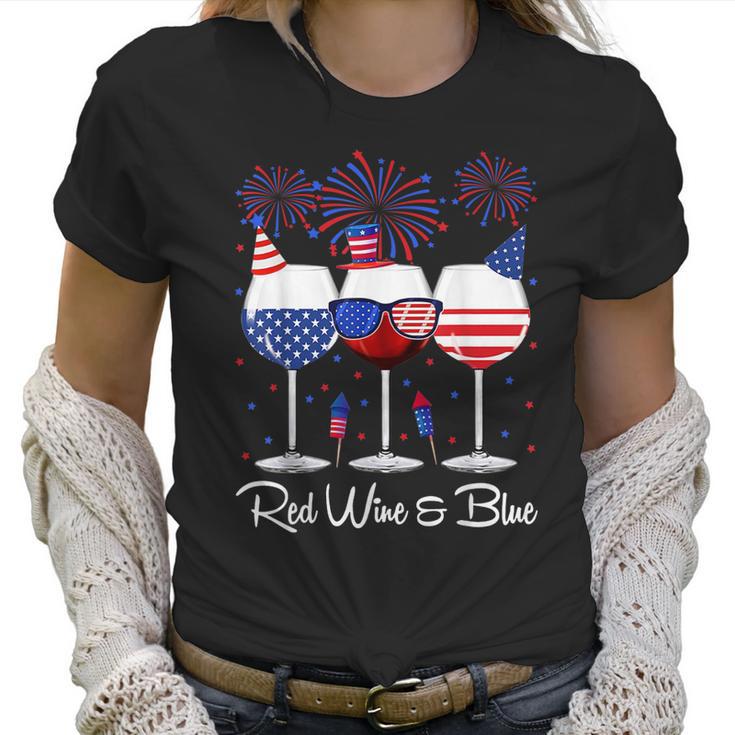 Red Wine & Blue 4Th Of July Wine Red White Blue Wine Glasses  V9 Women T-Shirt