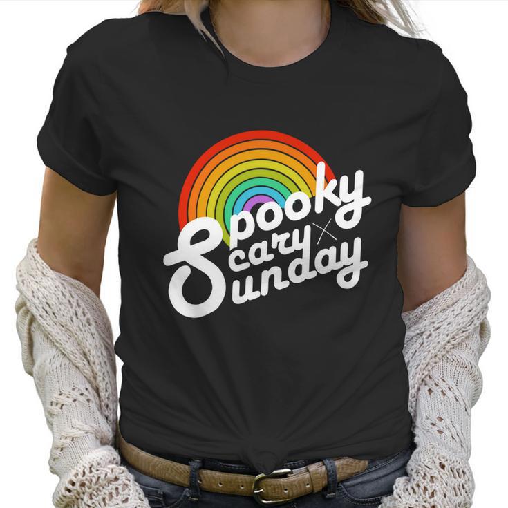 Spooky Scary Sunday Rainbow Funny Spooky Scary Sunday Trendy Funny Gift Women T-Shirt