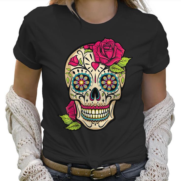 Sugar Skull Flower Crown Day Of The Dead Halloween  Men Women T-Shirt Graphic Print Casual Unisex Tee Women T-Shirt