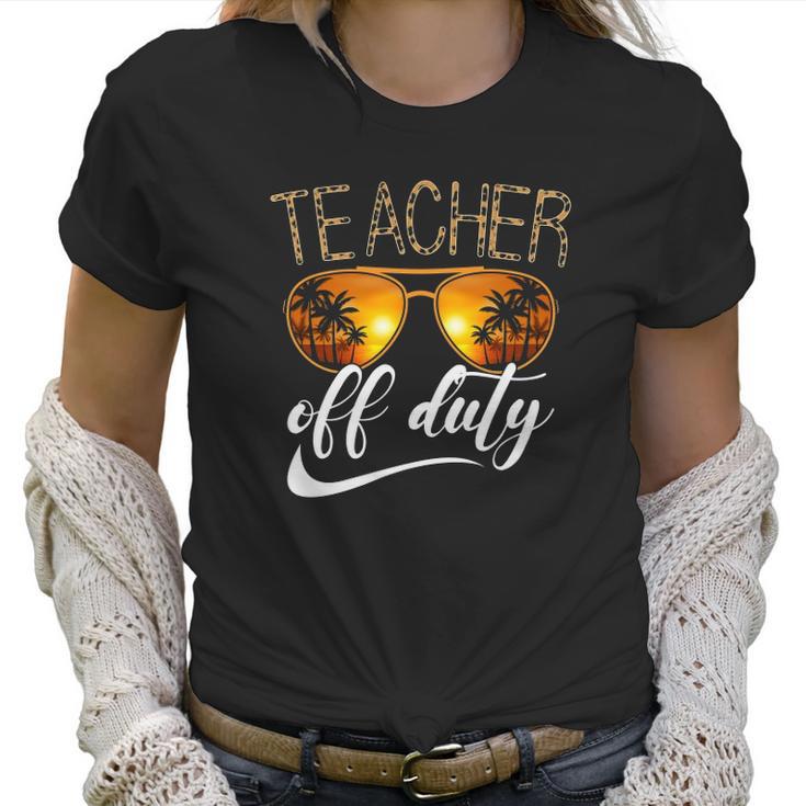 Teacher Of Duty Happy Vacation Summer Sunset Palm Trees On The Beach Sunglasses Women T-Shirt