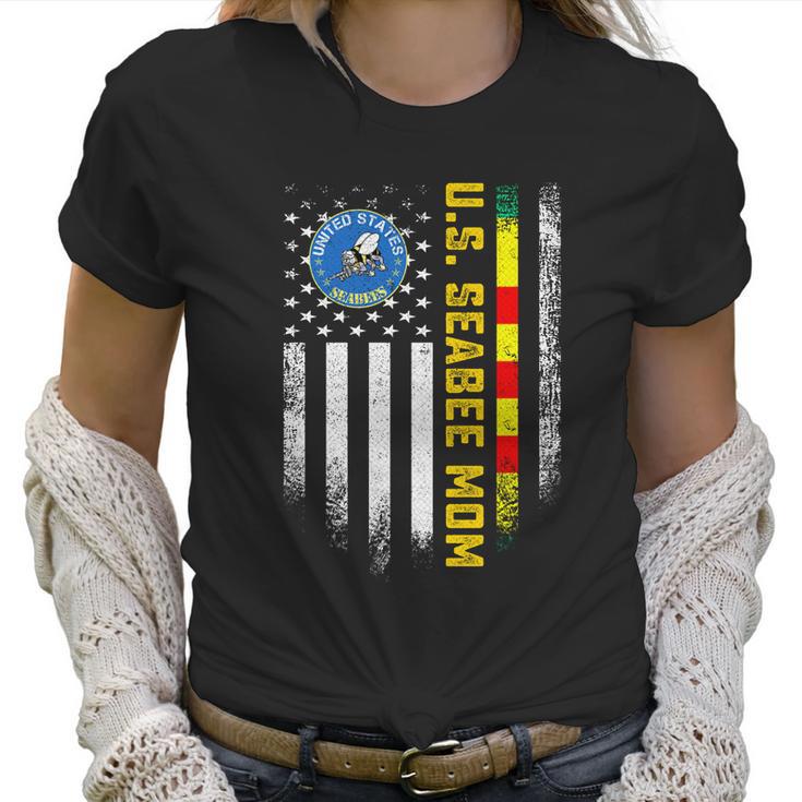 Vintage American Flag Proud Us Seabee Vietnam Veteran Mom Gift Graphic Design Printed Casual Daily Basic Women T-Shirt