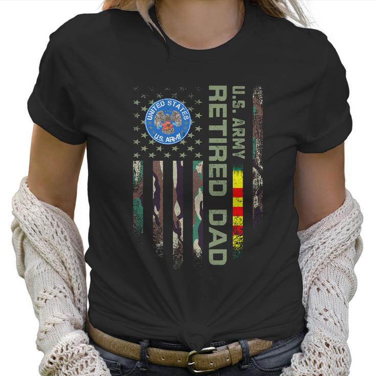 Vintage Usa Camo Flag Us Army Vietnam Veteran Retired Dad Gift Graphic Design Printed Casual Daily Basic Women T-Shirt