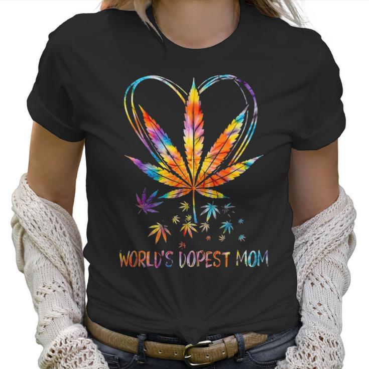 Worlds Dopest Mom Weed Leaf 420 Funny Mothers Day Women T-Shirt