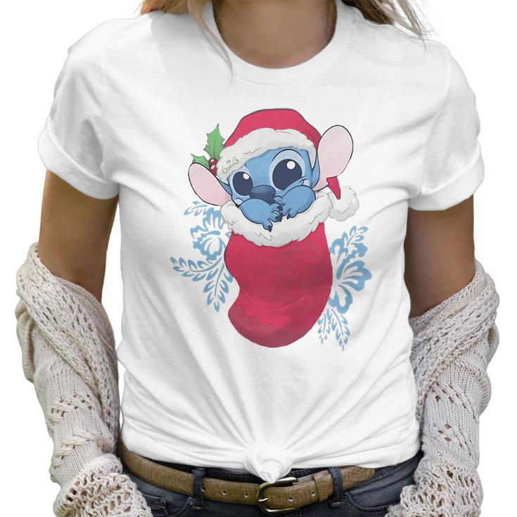 Baby Stitch In Christmas Stocking Women T-Shirt